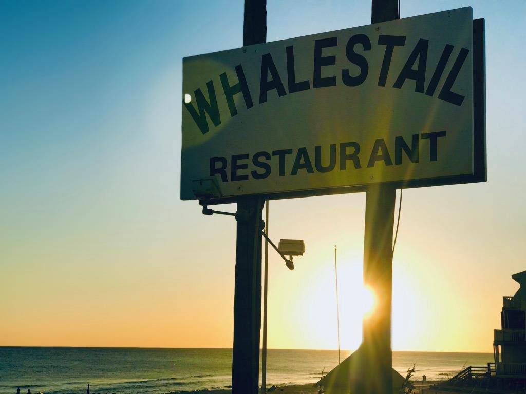 Whale’s Tail beach restaurant sign